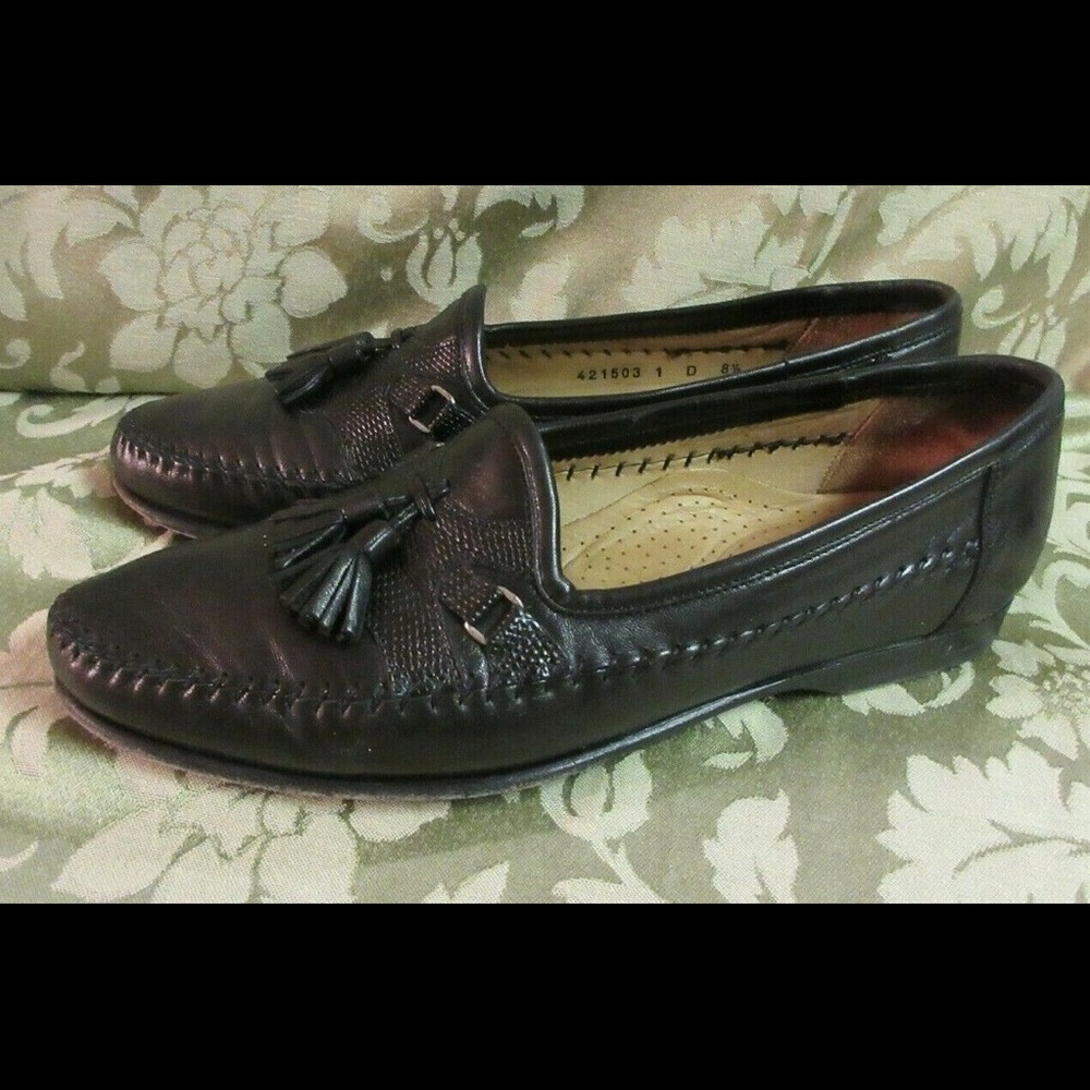 Santoni Black Italian men’s loafers sz 8.5 - Picture 3 of 6